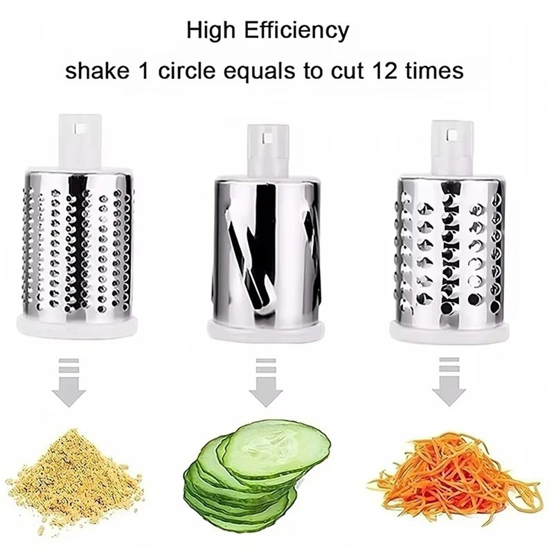 3 in 1 manual vegetable cutter showing stainless steel blades and ergonomic design for easy vegetable slicing