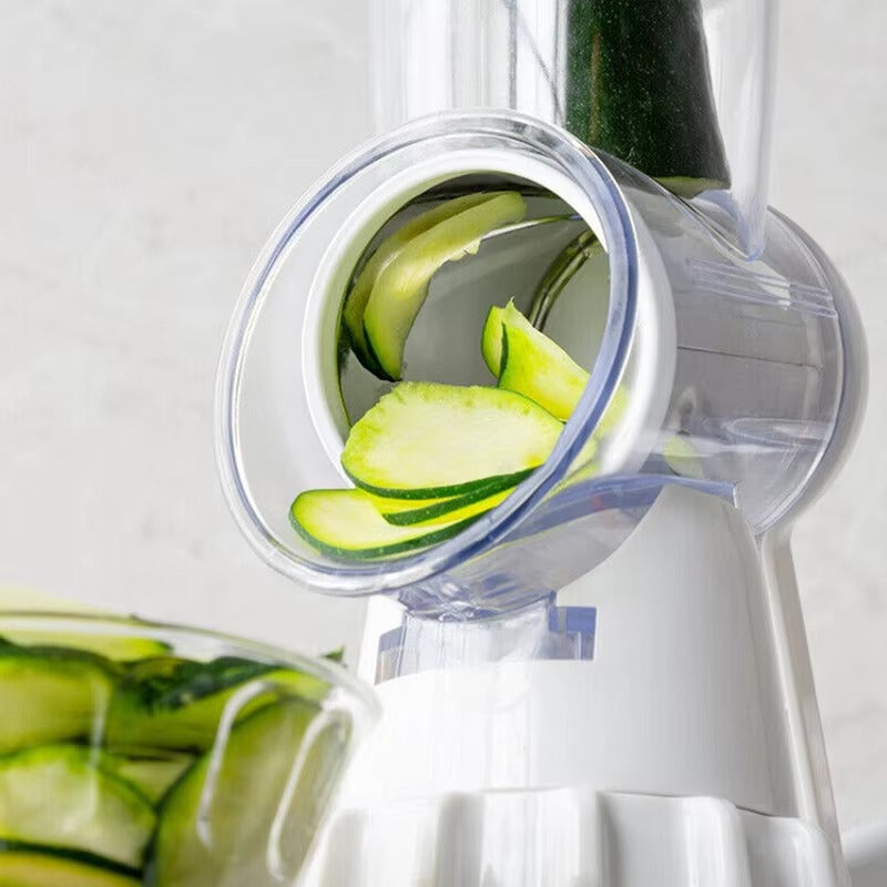3 in 1 manual vegetable cutter showing stainless steel blades and ergonomic design for easy vegetable slicing