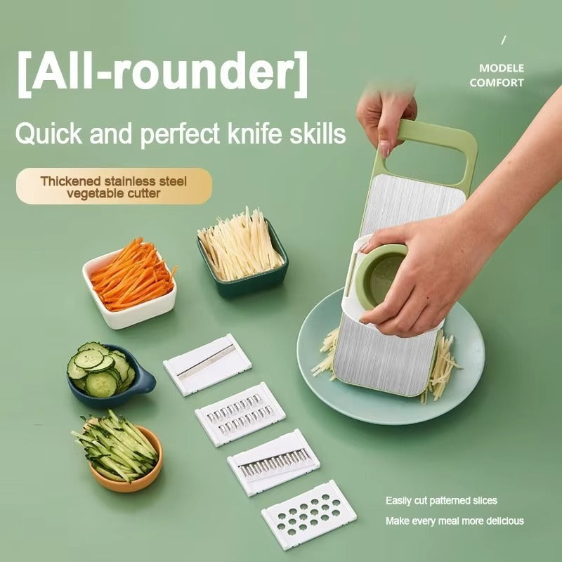 5 in 1 Vegetable Cutter-Kitchen Slicers showing stainless steel blades and ergonomic design for easy vegetable slicing