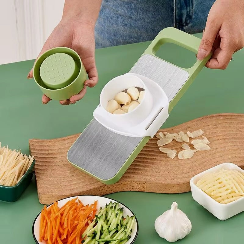 5 in 1 Vegetable Cutter-Kitchen Slicers showing stainless steel blades and ergonomic design for easy vegetable slicing
