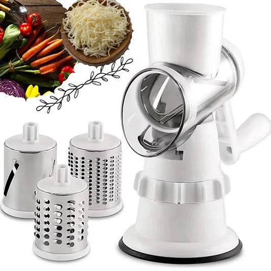 3 in 1 manual vegetable cutter showing stainless steel blades and ergonomic design for easy vegetable slicing