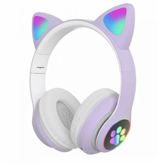 LED wireless headphones with mic and control buttons