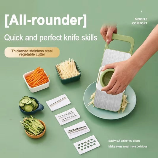 5 in 1 Vegetable Cutter-Kitchen Slicers showing stainless steel blades and ergonomic design for easy vegetable slicing
